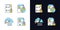 Maintain information security light and dark theme RGB color icons set