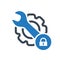 Maintenance icon with padlock sign. Maintenance icon and security, protection, privacy symbol