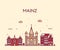 Mainz skyline city Germany vector linear style