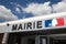 Mairie French tricolor flag logo sign on france facade with french text city hall in town center