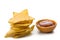Maize chips and salsa sauce isolated