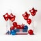 A Majestic 4th of July Independence Day Celebration with USA Style Balloons, Flag,Stars.AI