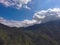 Majestic aerial drone shot of the lush green mountains of Angeles National Forest