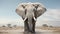 Majestic African elephant walking in arid savannah, showcasing nature beauty generated by AI