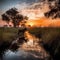 Majestic African Sunrise over Okavango Delta