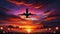 Majestic Airborne: A Spectacular Sunset Sojourn. Generative AI
