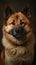 A majestic Akita, with a thick double coat and an imposing presence, is portrayed in a portrait tha