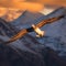 Majestic Albatross Soaring Over Antarctic Sunset