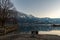 Majestic alps at the lake of Thun in Unterseen in Switzerland