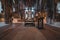 Majestic altar in the middle of the hall of the ancient Gothic Catholic Cathedral of Nuremberg, Germany