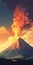 Majestic Anime Art: Volcano Eruption In Atey Ghailan Style