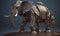 The majestic anthropomorphic elephant stands tall, donning powerful military armor