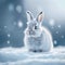 Majestic Arctic hare in pristine white snow setting with copyspace