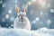 Majestic Arctic hare in pristine white snow setting with copyspace