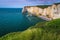 Majestic Atlantic ocean coastline with amazing cliffs, Etretat, Normandy, France