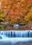 Majestic Autumn River Serenely Flowing Through the Mountainous Forest