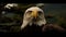 Majestic bald eagle perches on branch looking fierce generated by AI