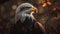 Majestic bald eagle perching on branch, symbol of American pride generated by AI