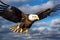 Majestic Bald Eagle Soaring Gracefully in Clear Blue Sky