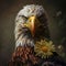 Majestic Bald Eagle with Vibrant Plumage and Flower