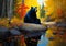 Majestic Bear in a Serene Forest: A Colorful Reflection of Natur