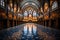 Majestic Beauty: A Captivating View of a Historic Cathedrals Stained Glass Splendor