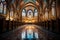 Majestic Beauty: A Captivating View of a Historic Cathedrals Stained Glass Splendor