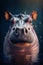 Majestic Beauty in the Dark: A Captivating Portrait of a Hippopotamus. Generative AI