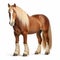 Majestic Belgian Horse With Long Brown Hair On White Background