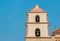 Majestic bell tower at the historic Santa Barbara mission