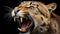 Majestic Bengal tiger roaring, fierce eyes, dangerous teeth generated by AI