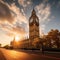 Majestic Big Ben at Sunset: Iconic Clock Tower in London