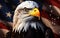Majestic Bird Bald Eagle Head with Stars and Stripes Background