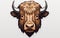 Majestic Bison Face Sticker on a Clean White Background. Generative AI