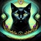 Majestic black cat with an aura of magic surrounding. Generative AI