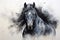 Majestic Black horse watercolor. Generate Ai