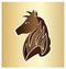 Majestic brown horse on gold background