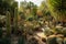 majestic cactus garden with a variety of flora and fauna