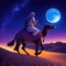 Majestic Camel Silhouette Under Moonlit Desert Sky