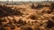 Majestic camel treks through eroded sandstone landscape generated by AI