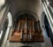 Majestic Carcassone cathedral interiors. Sun light.