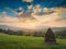 Majestic carpathian sunset in a mountain valley