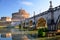 Majestic Castle of Saint Angel over the Tiber river in Rome, Italy