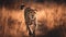 Majestic cheetah walking in African wilderness at dusk generated by AI