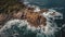 Majestic coastline, crashing waves, eroded sandstone cliffs generated by AI