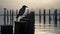 Majestic Crow Perched On Old Pier - Captivating Gothic Photography