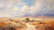 Majestic Desert Landscape: Realistic Oil Painting Of A Serene Dirt Road