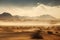majestic desert landscape with towering sandstorms in the distance