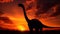 Majestic dinosaur silhouette back lit by sunset in Africa generated by AI