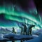 Majestic display of nature's beauty with polar bears and penguins beneath the Arctic Aurora